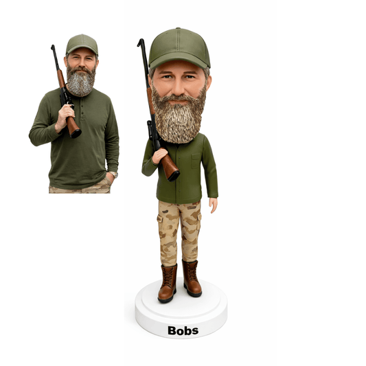 Custom Hunter Bobblehead From Photo – Personalized Handmade Gift for Him