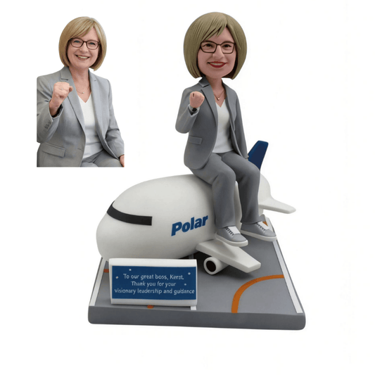 Custom Boss Bobblehead From Photo – Personalized Executive Gift (Airplane Theme)