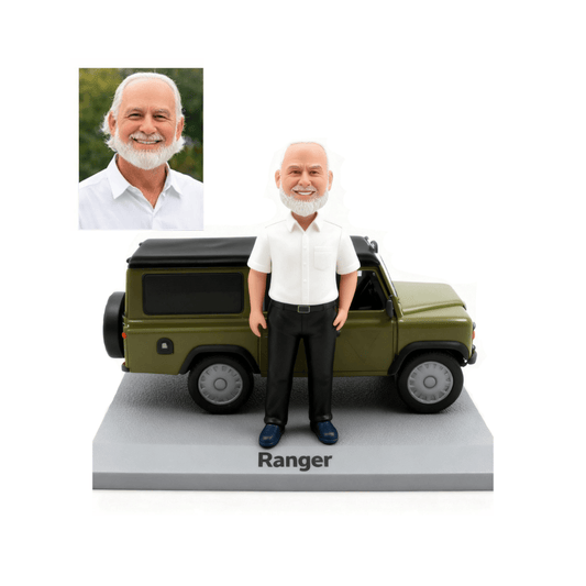 Custom Man & Vehicle Bobblehead From Photo-Gift For Husband, Dad, Boss& Grandpa