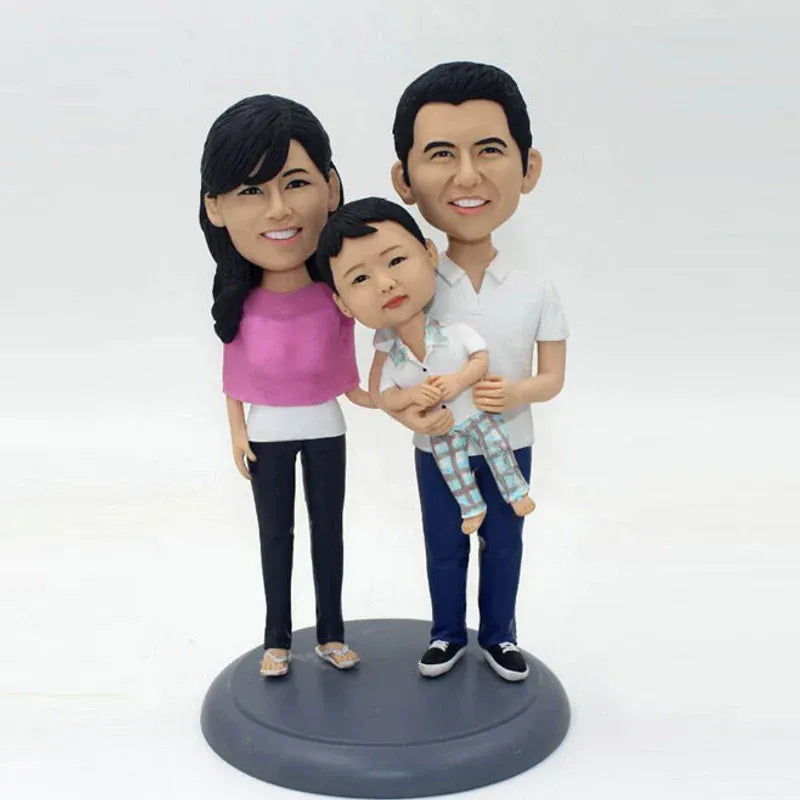 Fully Custom Family (Parents + 1 Child) Bobbleheads-3.webp