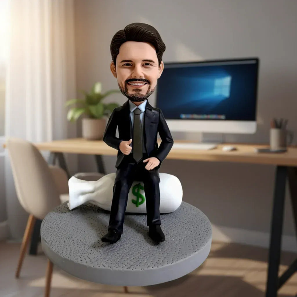 Custom Man with Money Bag Bobblehead.webp