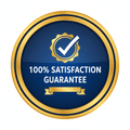 100% Satisfaction Guarantee badge, plain white background