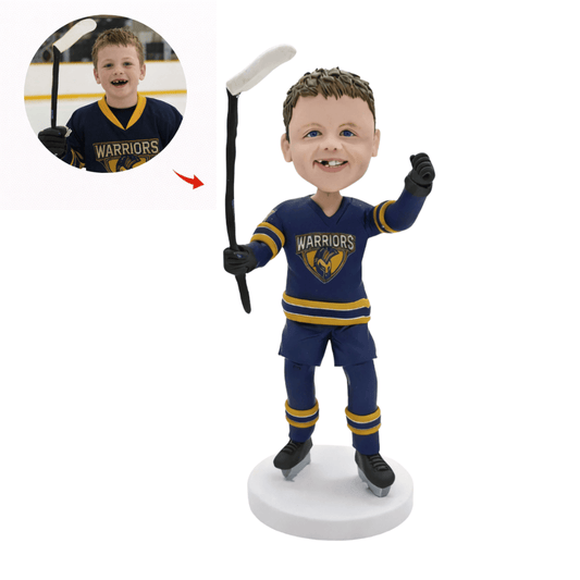 Custom Ice Hockey Kid Bobblehead from Photo | Youth Sports Gift
