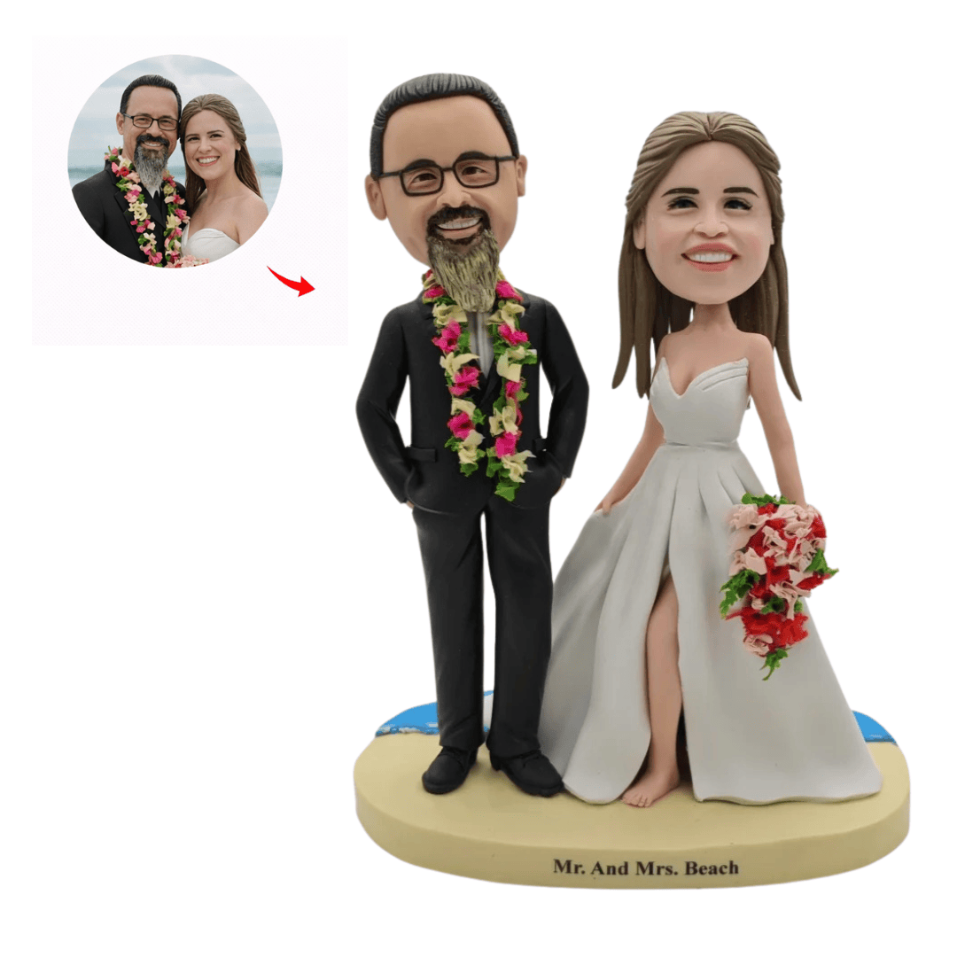 Custom Bride Groom Couple Bobblehead from Photo | Wedding Keepsake