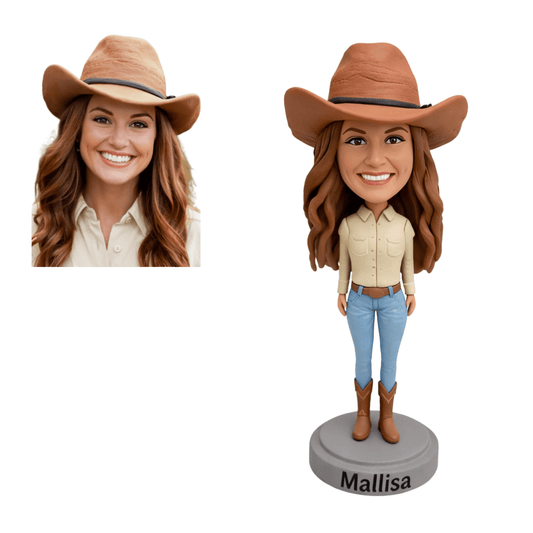 Custom Cowgirl Bobblehead – Personalized Gift for Girlfriend, Mom, or Wife