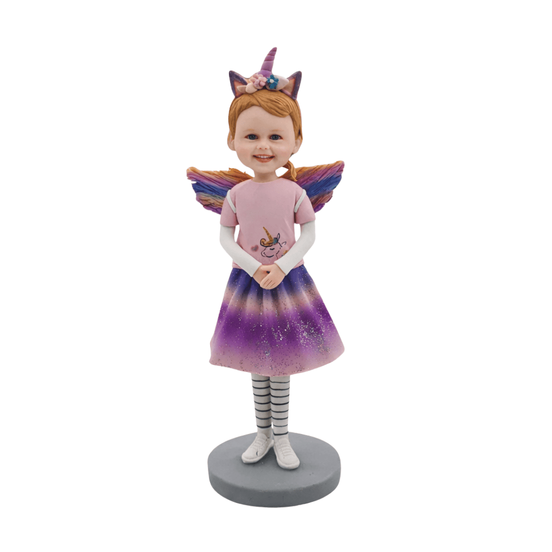 Custom Rainbow Fairy Bobblehead from Photo | Fantasy Kids Gift