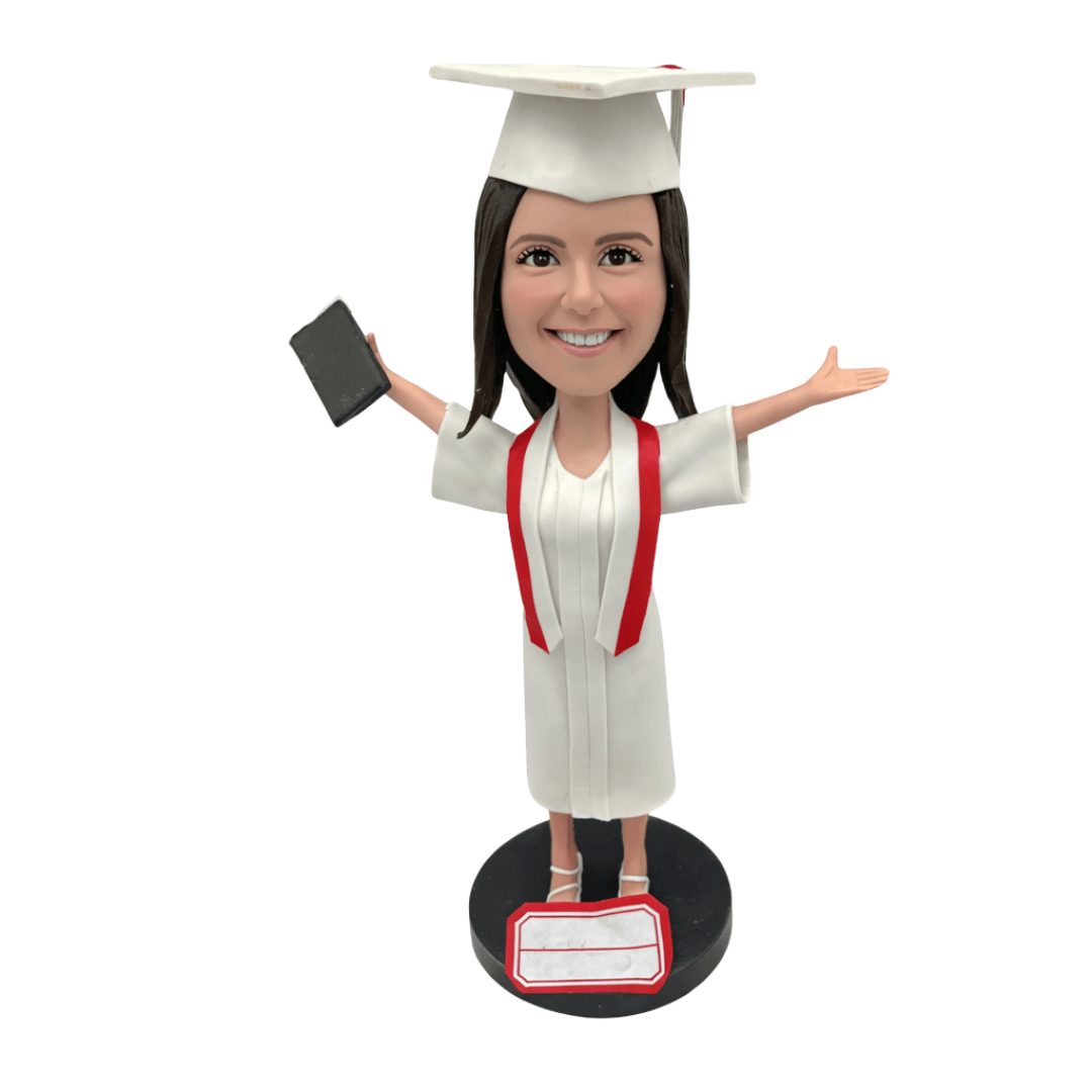 Custom Graduate Girl Bobblehead from Photo | Graduation Keepsake