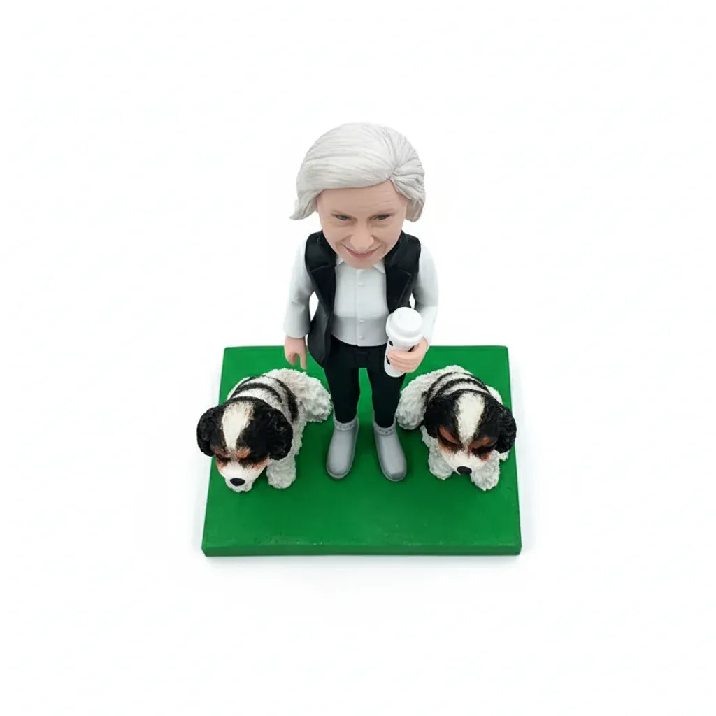 Custom Mom & Two Dogs Bobbleheads..webp