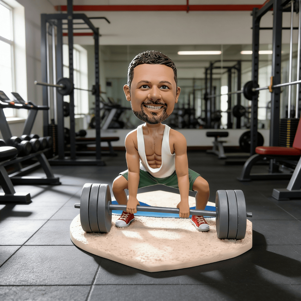 Custom Male Lifting Bobblehead – Personalized Gym Gift for Fitness Lovers!