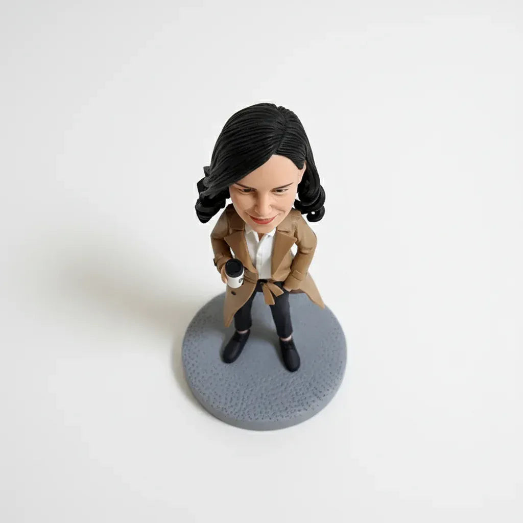 Custom office lady bobblehead handmade from customer photos.webp