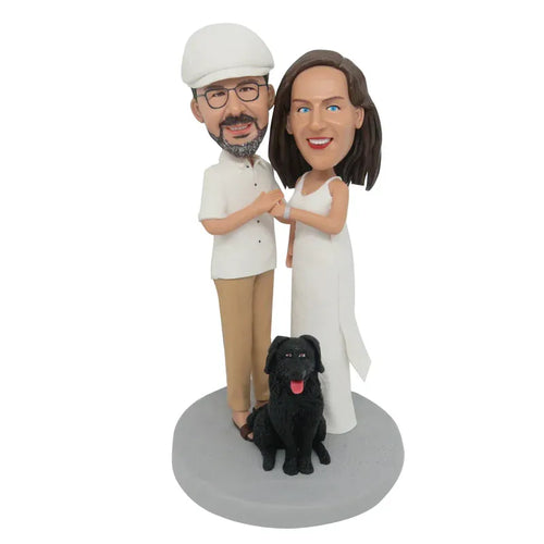 Custom Anniversary Bobblehead (Couple + 1 Pet) – Celebrate Your Love Story!