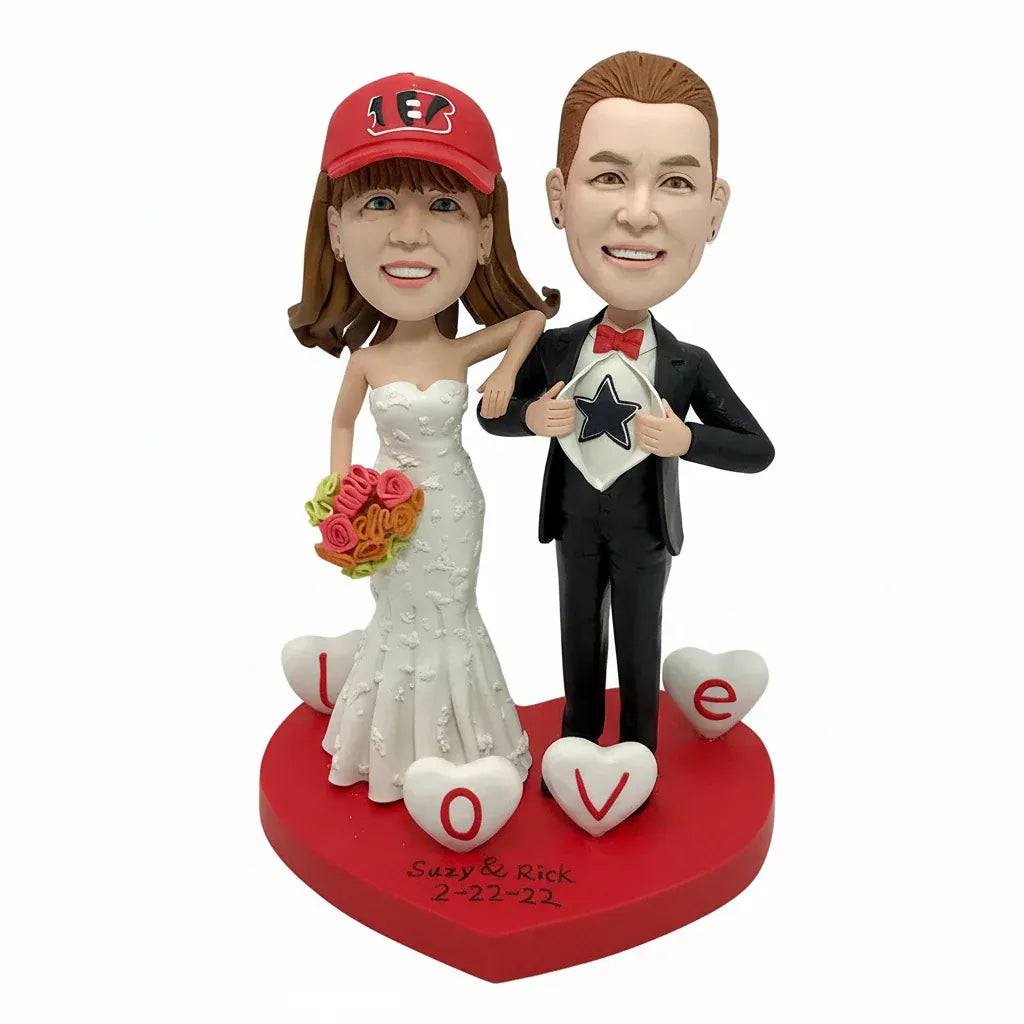 Custom Bride Groom Couple Bobblehead from Photo | Wedding Keepsake