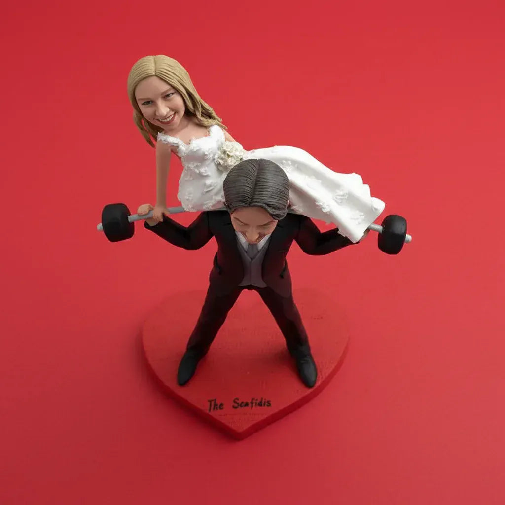 Custom Weightlifting Wedding Couple Bobblehead from Photo | Wedding Gift