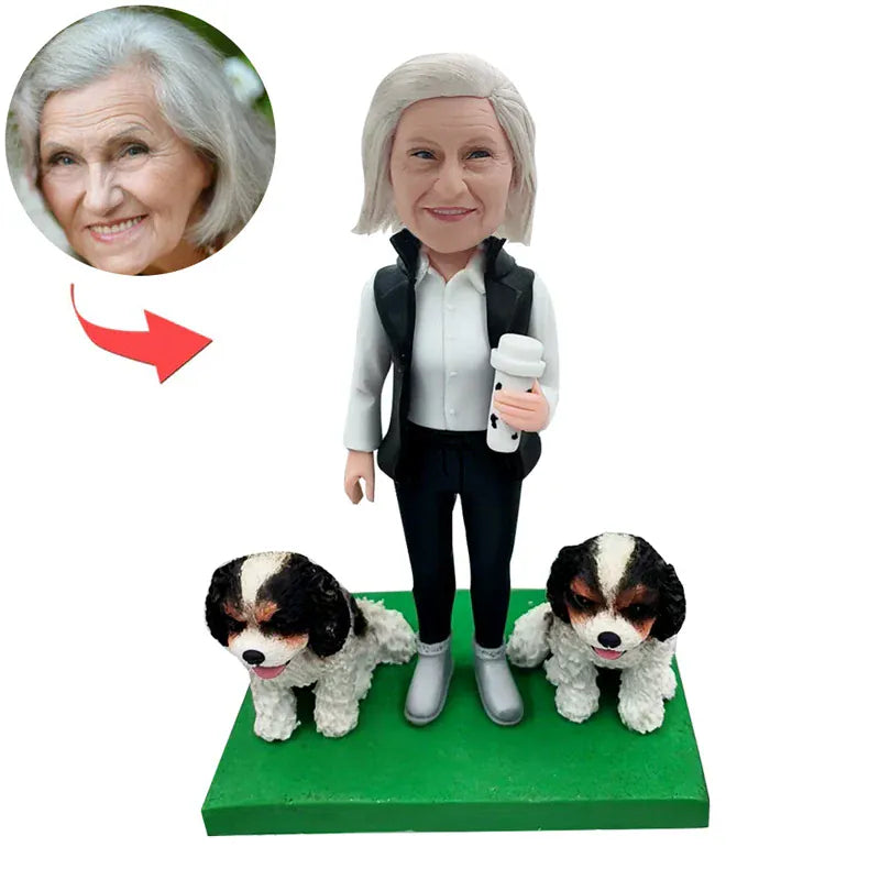 Custom Mom & Two Dogs Bobbleheads..webp