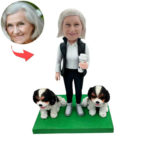 Custom Mom & Two Dogs Bobbleheads..webp