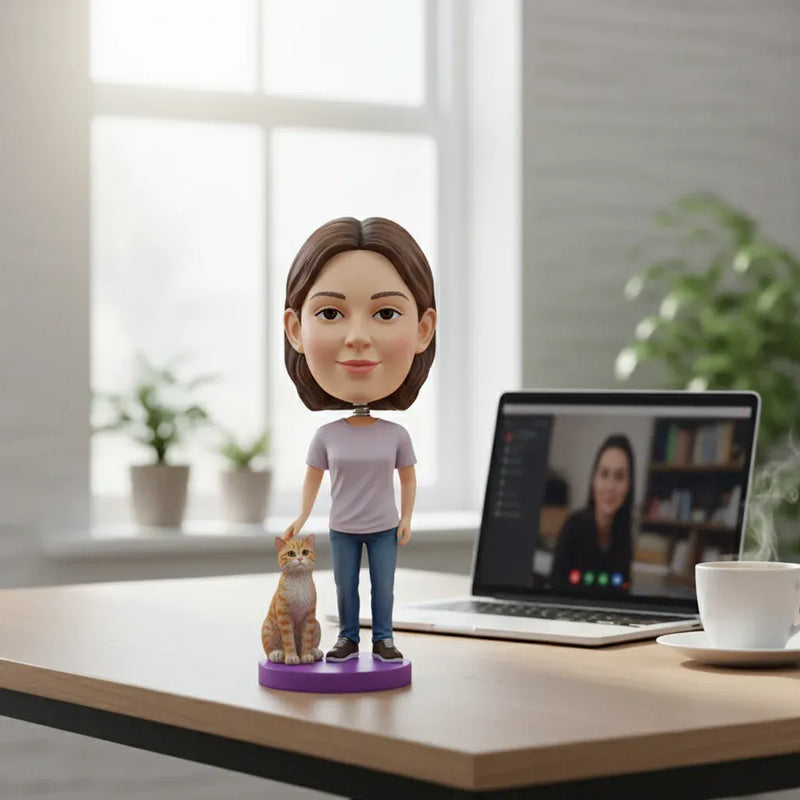 Fully Custom Owner & Pet Bobbleheads -owner +1 pet-.webp