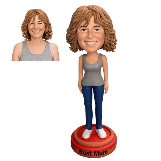 Custom Female Bobblehead from Photo – Gift for Girlfriend or Wife or Mom