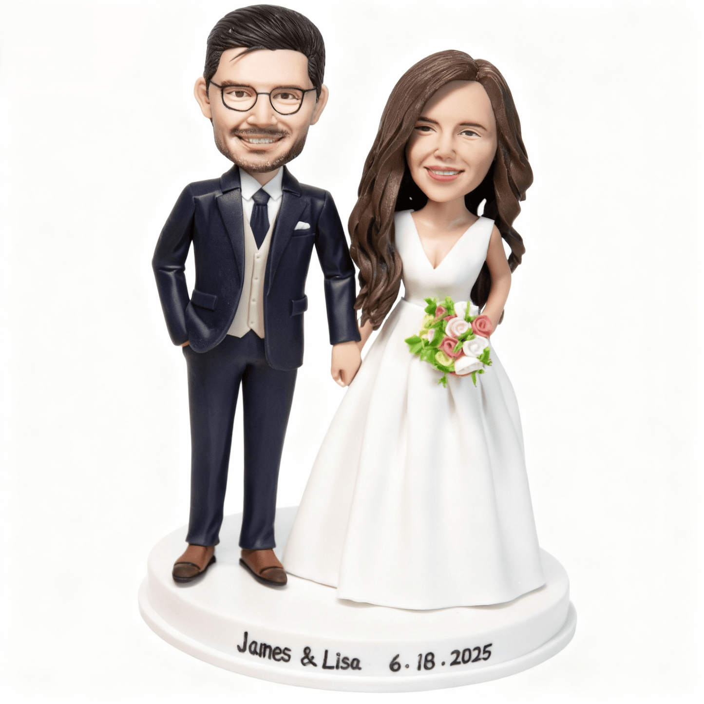 Custom Wedding Cake Topper Bobblehead from Photo | Wedding Couple Figurine