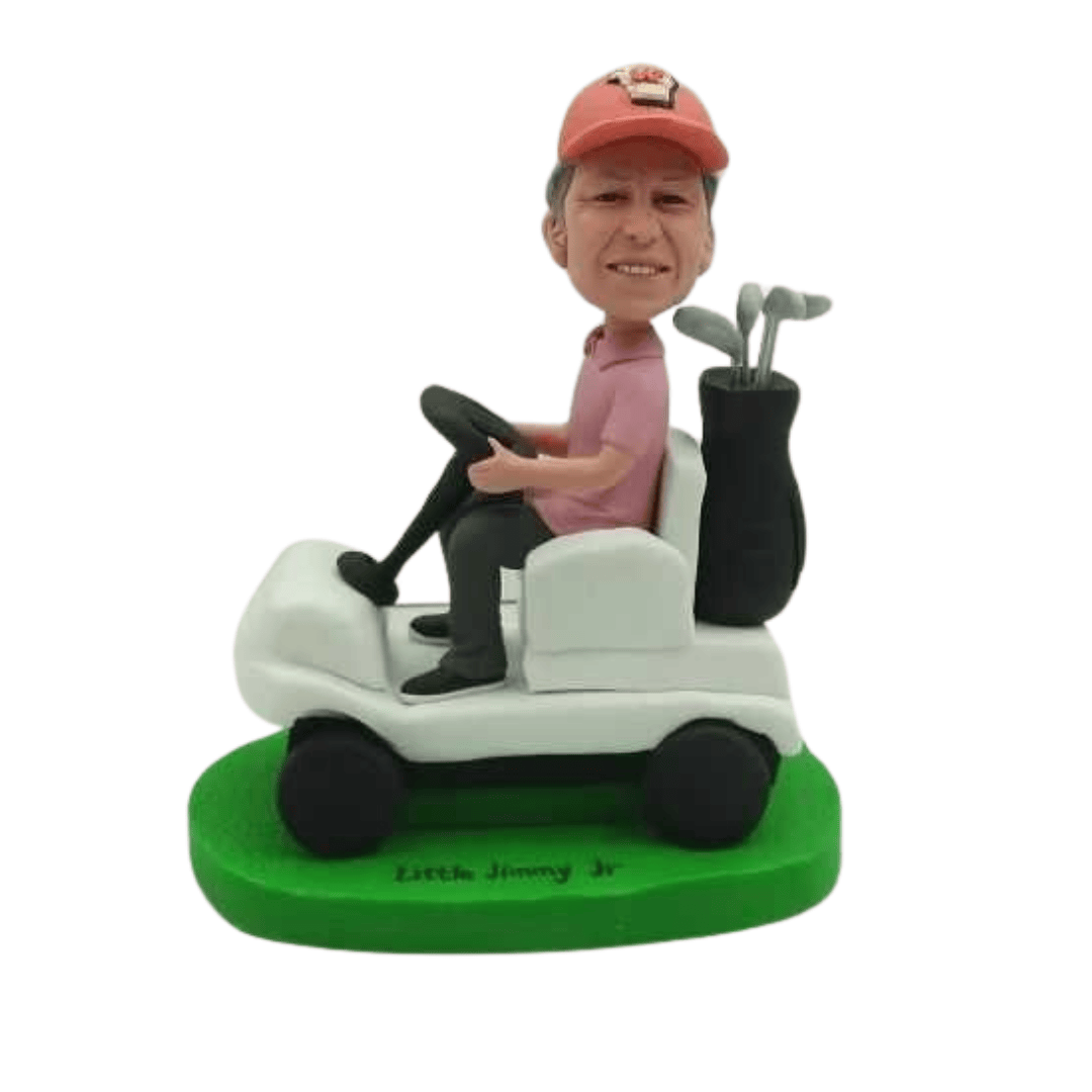 Custom Man with Golf Cart Bobblehead  | Personalized Husband/Boss Gift