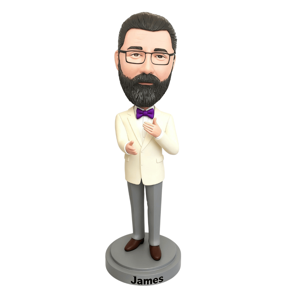 Custom Male Bobblehead From Photo – Handmade Gift for Husband, Dad & Grandpa (Suit Style)