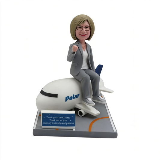 Custom Boss Bobblehead From Photo – Personalized Executive Gift (Airplane Theme)
