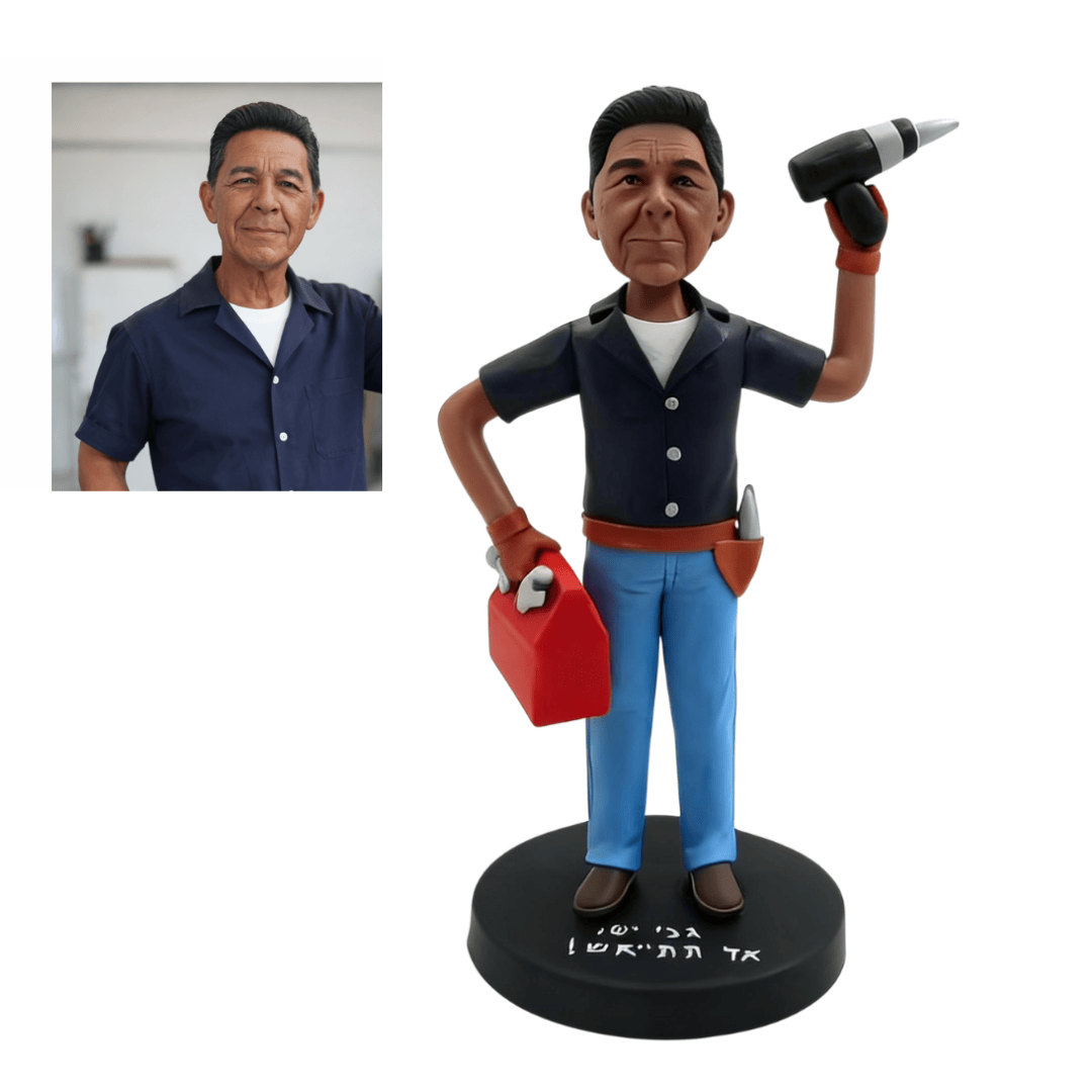 Custom Handyman Bobblehead From Photo – Personalized Handmade Gift for Dad, Husband & Grandpa
