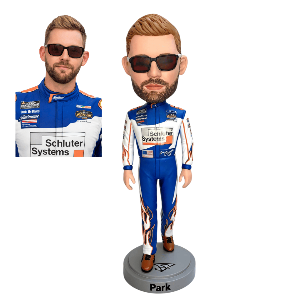 Custom Racing Driver Bobblehead From Photo – Personalized Handmade Gift for Him