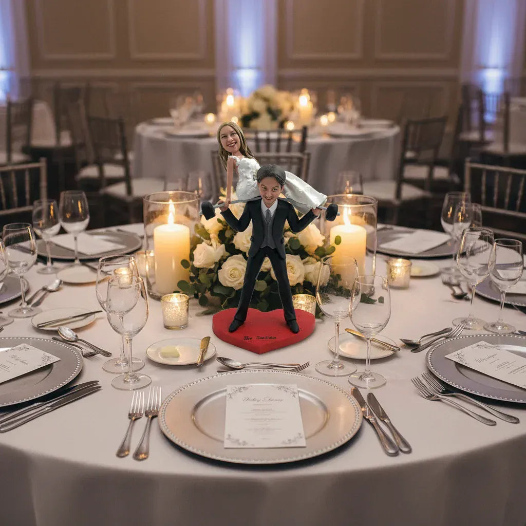 Custom Weightlifting Wedding Couple Bobblehead from Photo | Wedding Gift