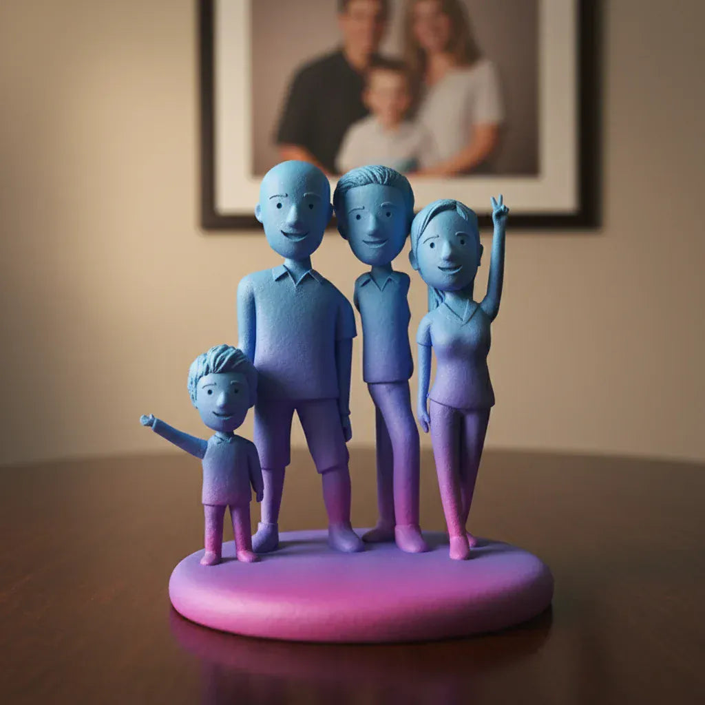 Full Custom Family(Parents + 2 Kids) Bobbleheads -1.webp