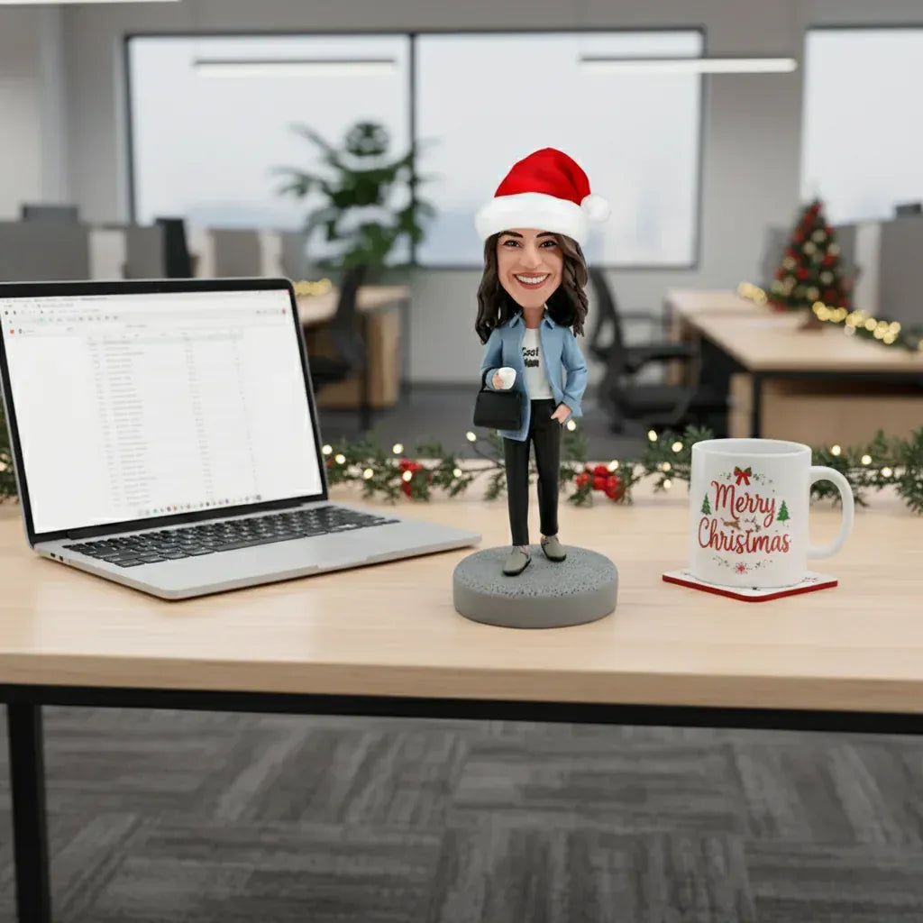 Custom Female Bobblehead –  Christmas Gift for Her-2.webp