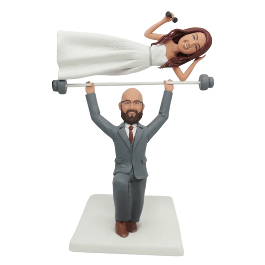 Custom Lifting Bride Groom Couple With Bobblehead from Photo | Wedding Keepsake
